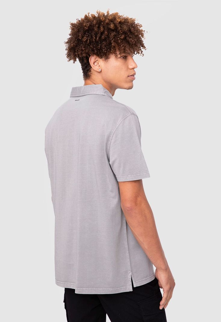 Polo Tee Organic Cotton Grey  Black Bubba-1
