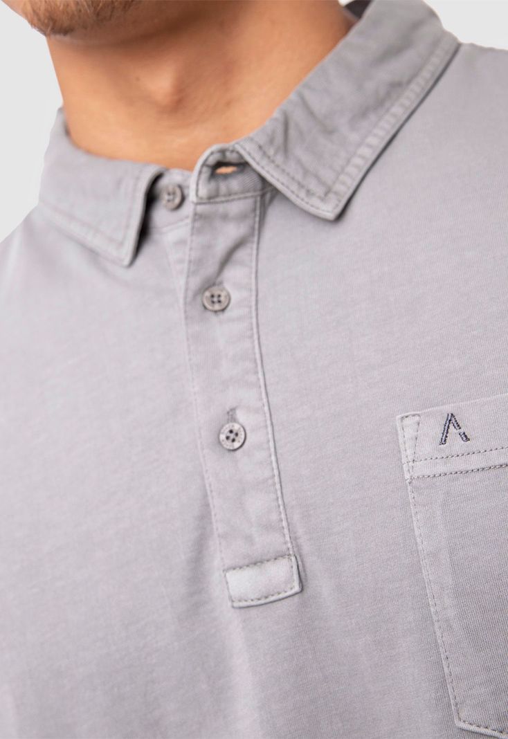 Polo Tee Organic Cotton Grey  Black Bubba-4