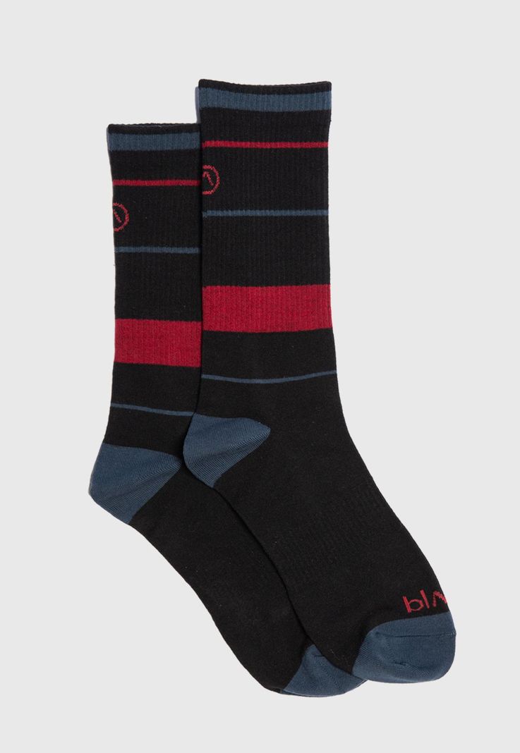 Long Socks Line Stretch Red & Blue Black Bubba-0
