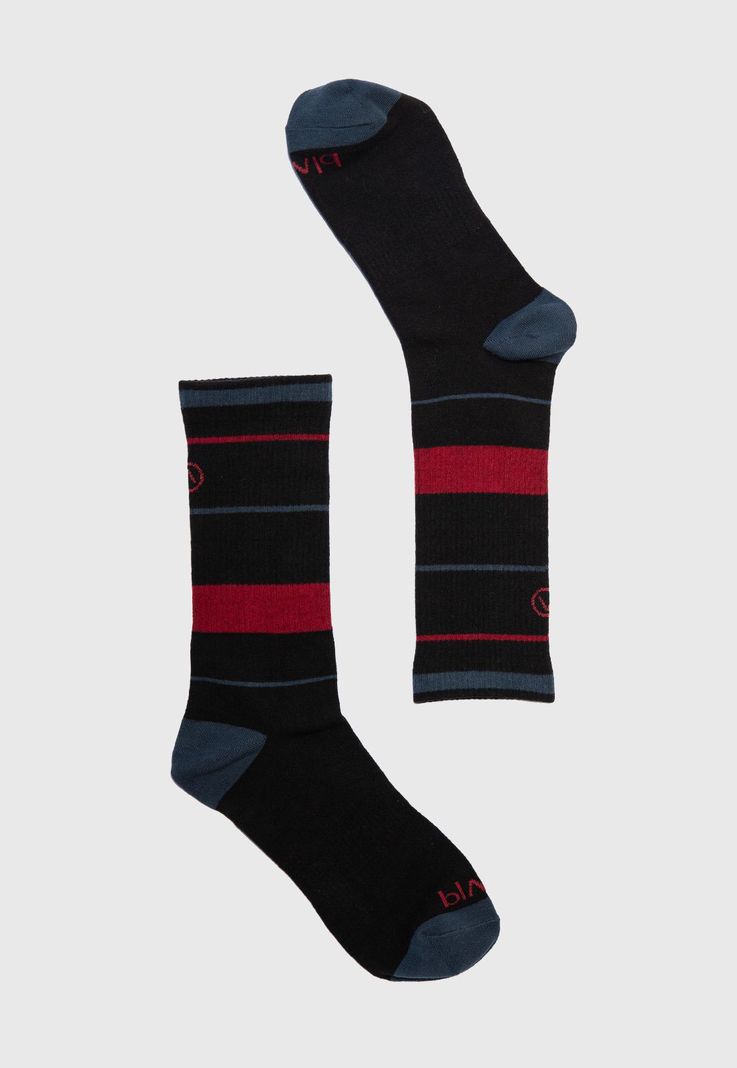 Long Socks Line Stretch Red & Blue Black Bubba-1