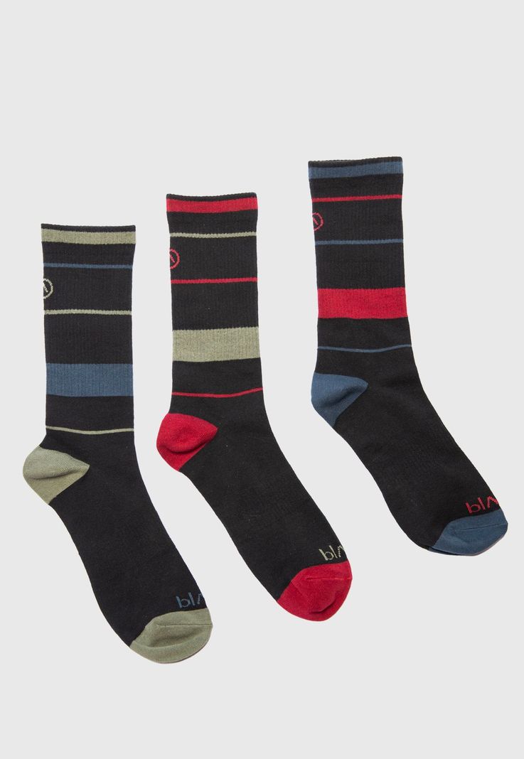 Long Socks Line Stretch Red & Blue Black Bubba-3
