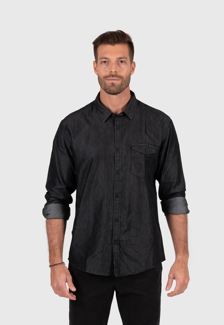 Raw Denim Tencel Shirt Black  Black Bubba-0