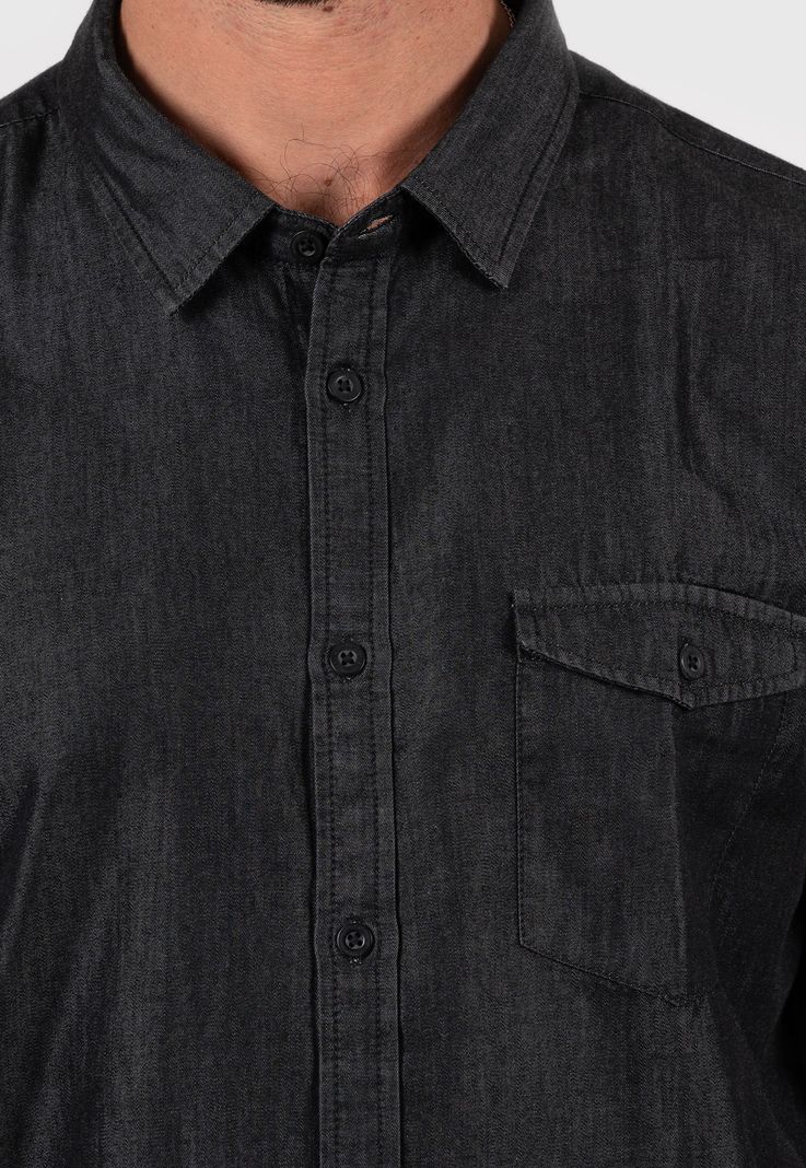 Raw Denim Tencel Shirt Black  Black Bubba-2