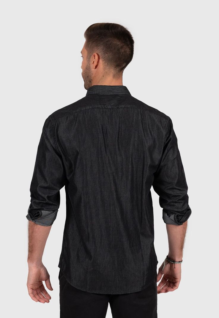 Raw Denim Tencel Shirt Black  Black Bubba-3