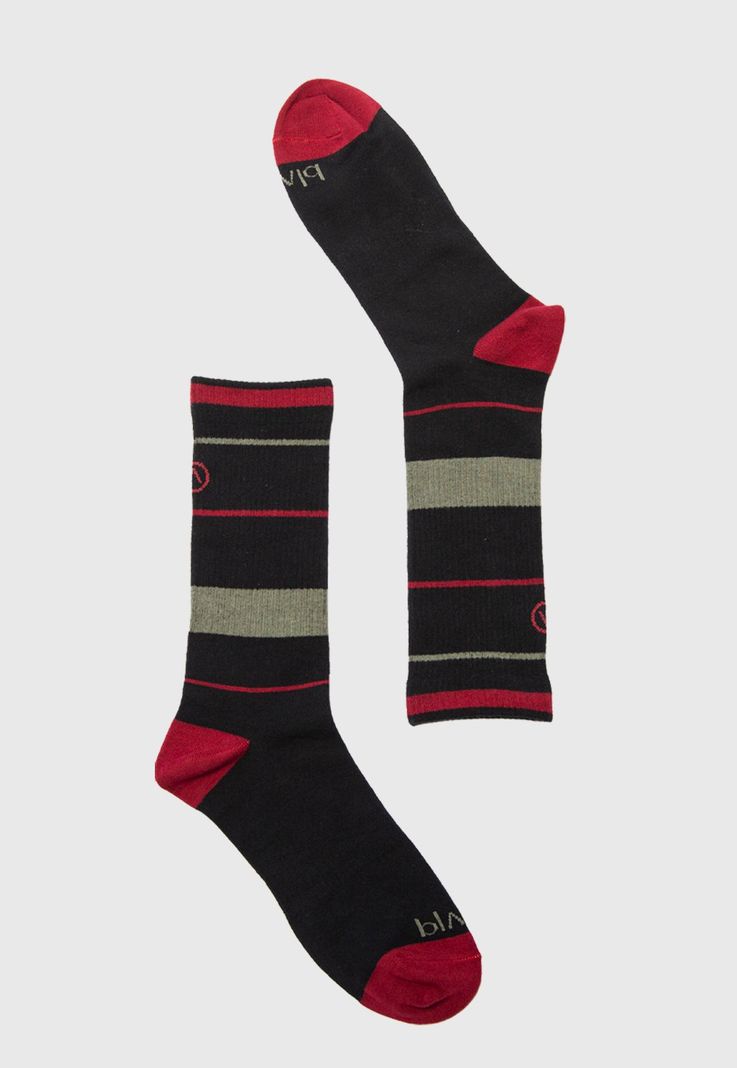 Long Socks Line Stretch Red & Green Black Bubba-1