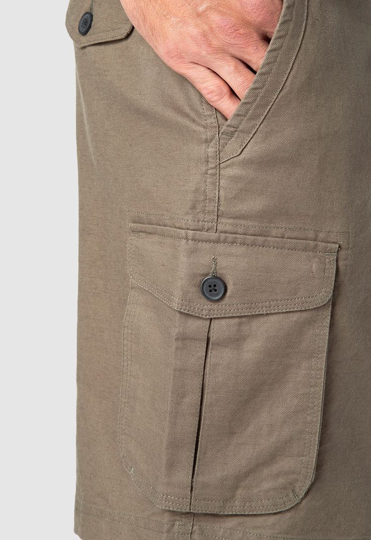 Short Cargo Lino Moss Black Bubba-3