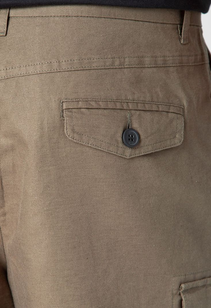Short Cargo Lino Moss Black Bubba-4