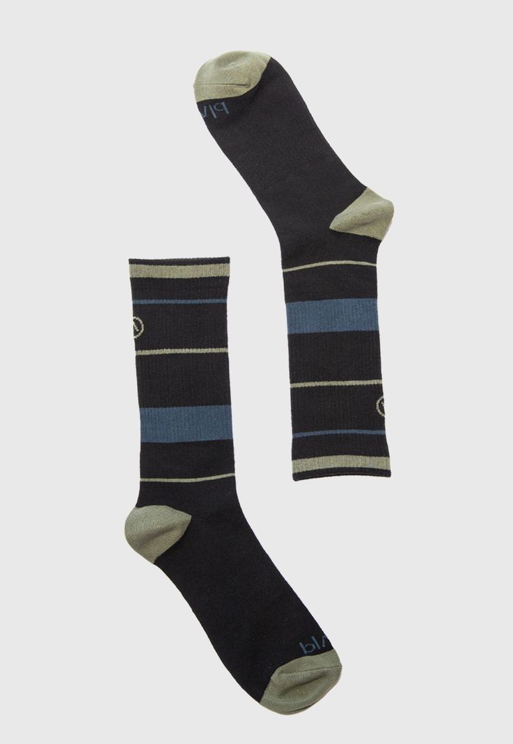 Long Socks Line Stretch Blue & Green Black Bubba-1