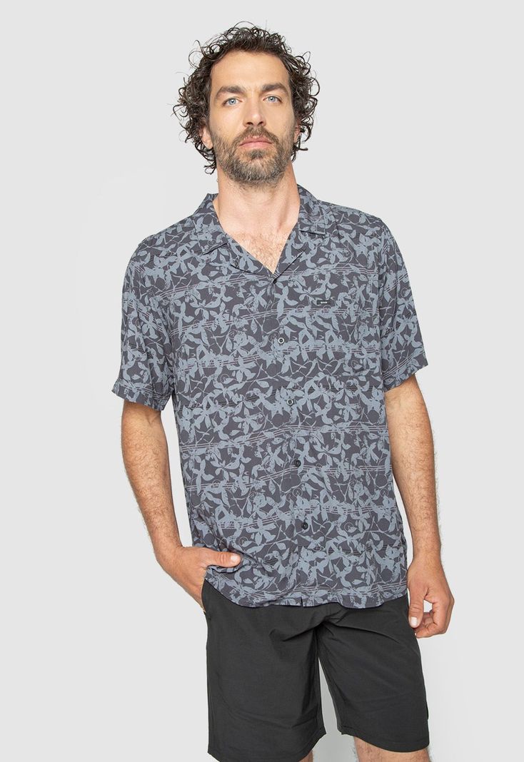 Shirt Viscose Dark Hidden Grey Black Bubba-0