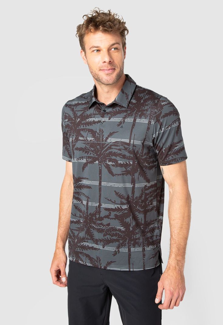 Polera Spandex Golf Palms   Black Bubba-0