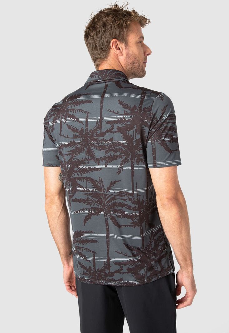 Polera Spandex Golf Palms   Black Bubba-1