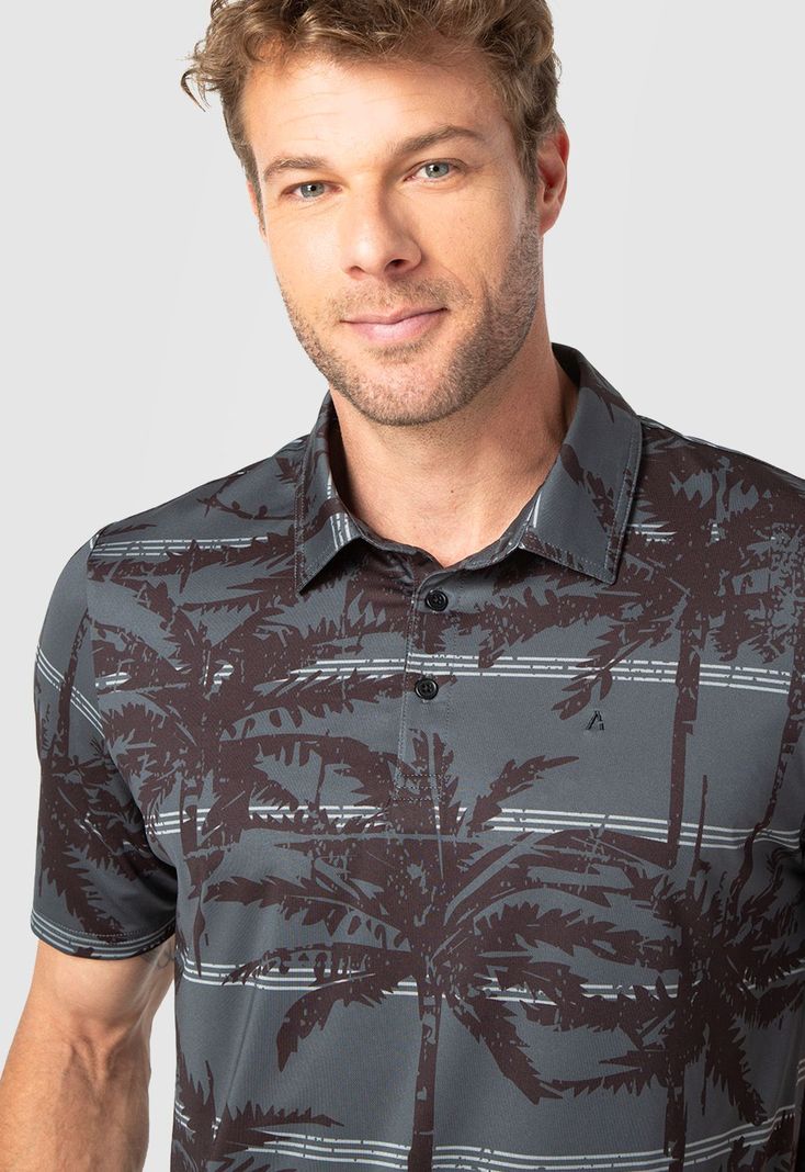 Polera Spandex Golf Palms   Black Bubba-3