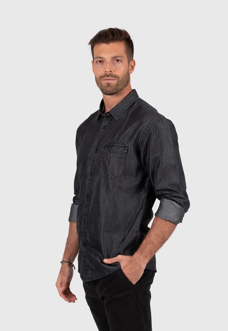 Tencel Shirt Grey  Black Bubba-1