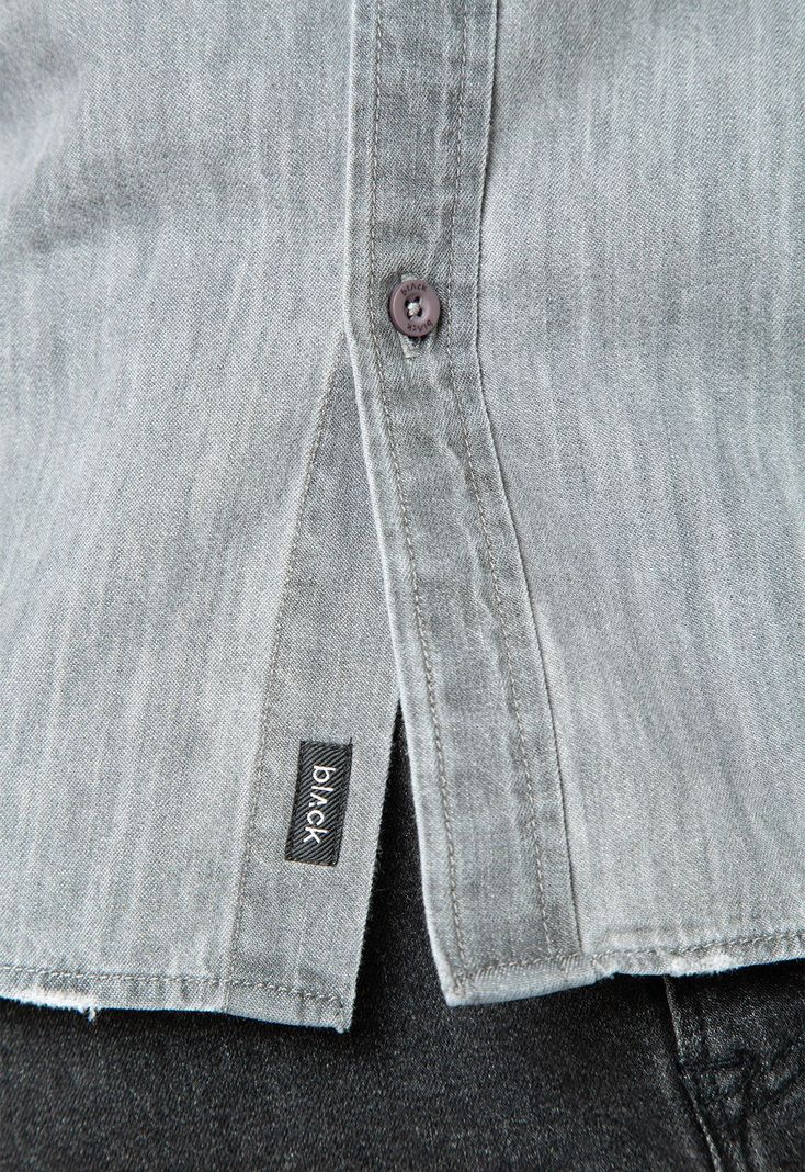 Shirt Cotton Denim Light Grey Black Bubba-3