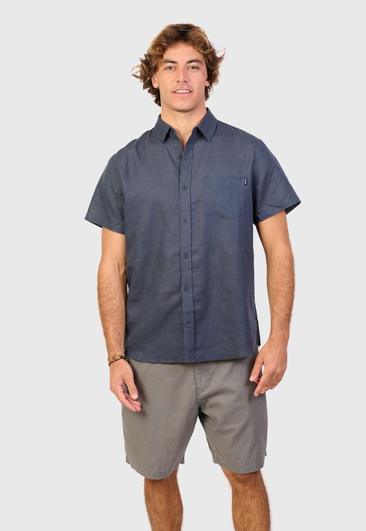 Lino Shirt Navy Ink Black Bubba-0