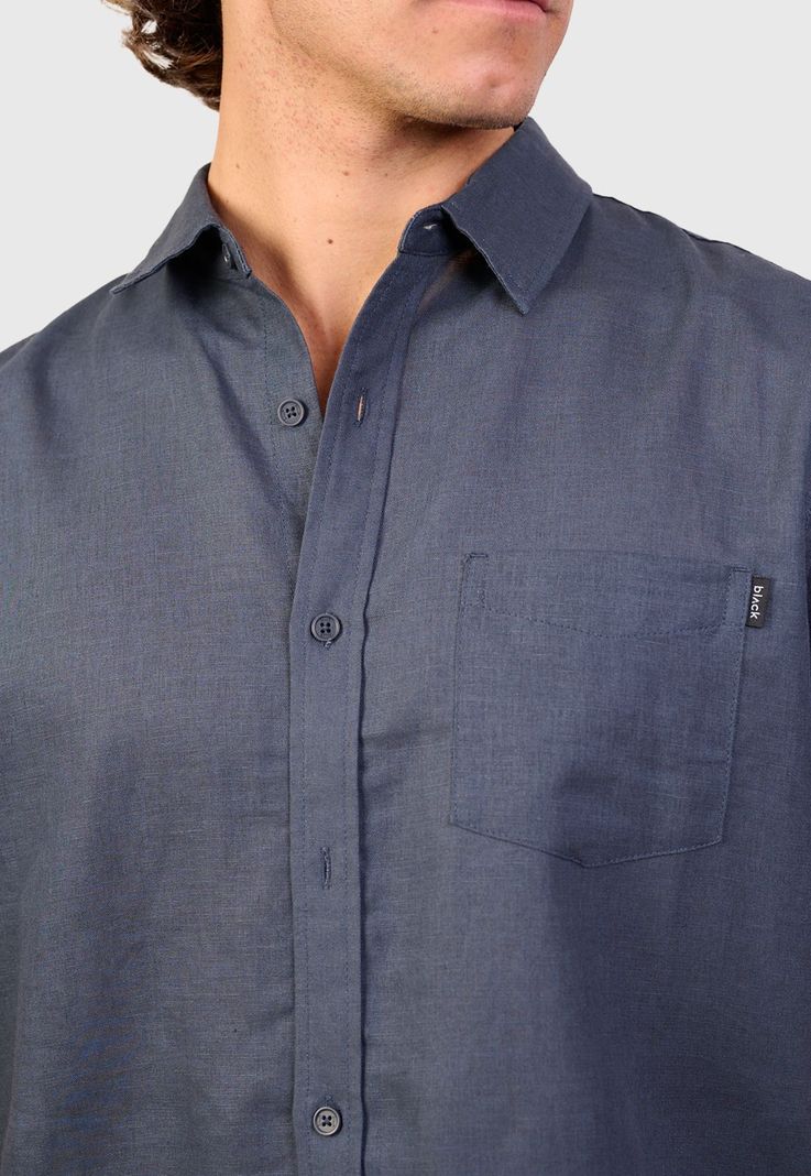 Lino Shirt Navy Ink Black Bubba-2
