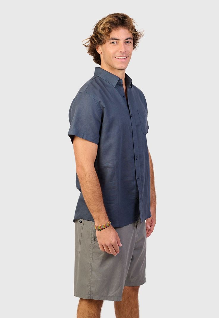 Lino Shirt Navy Ink Black Bubba-3