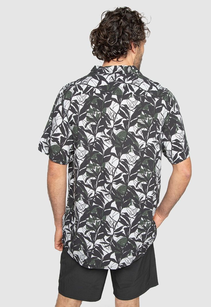 Shirt Viscose Wild Plants Black Bubba-1