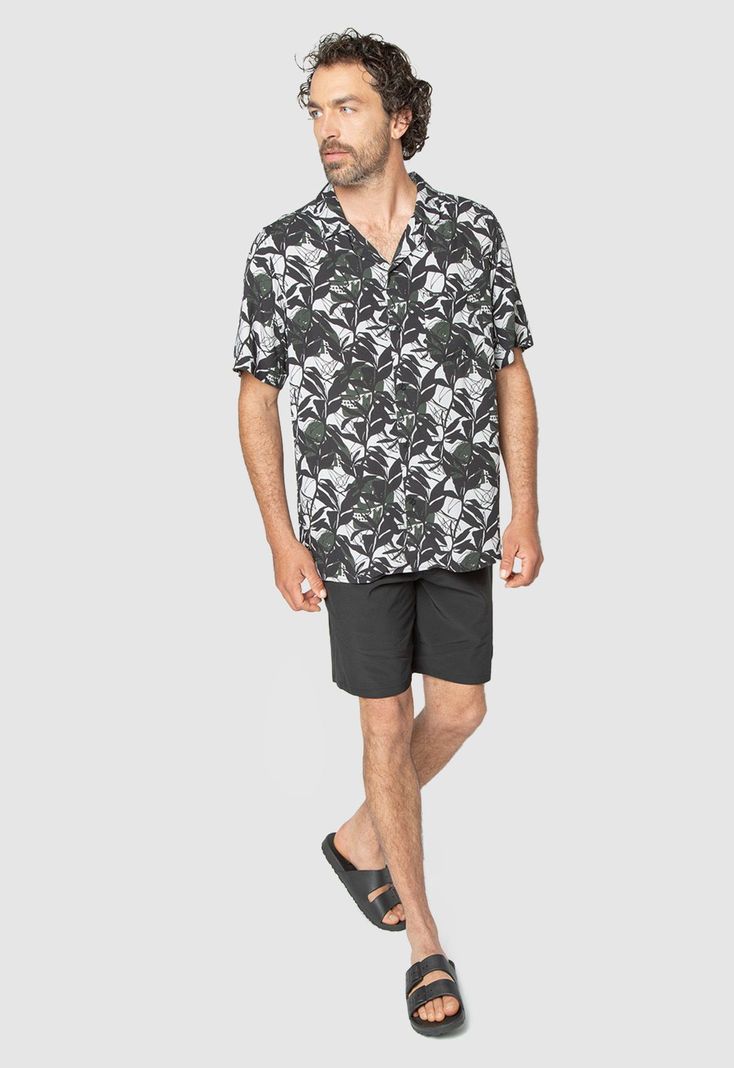 Shirt Viscose Wild Plants Black Bubba-2