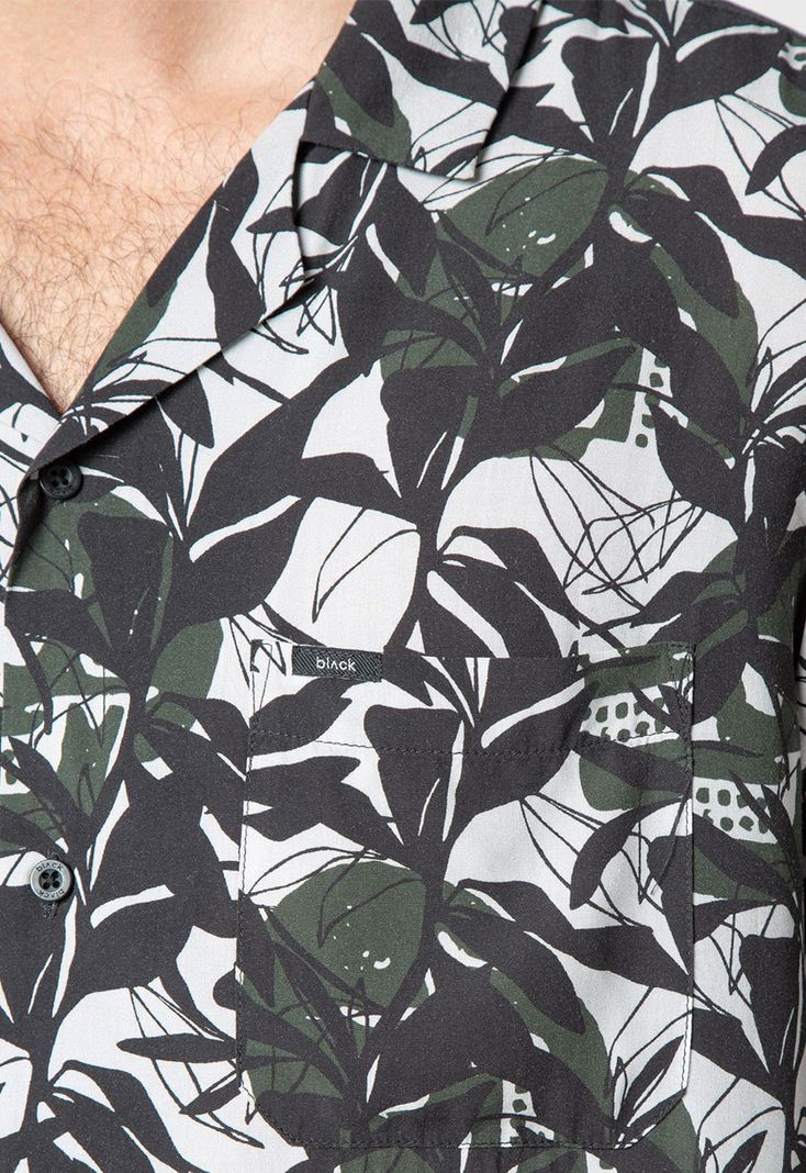 Shirt Viscose Wild Plants Black Bubba-3
