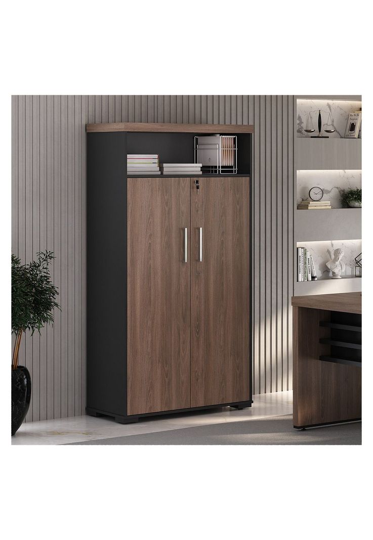 Estante Organizador Oficina Negro con Café-1