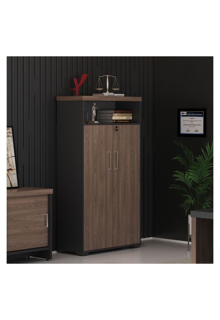 Estante Organizador Oficina Negro con Café-4