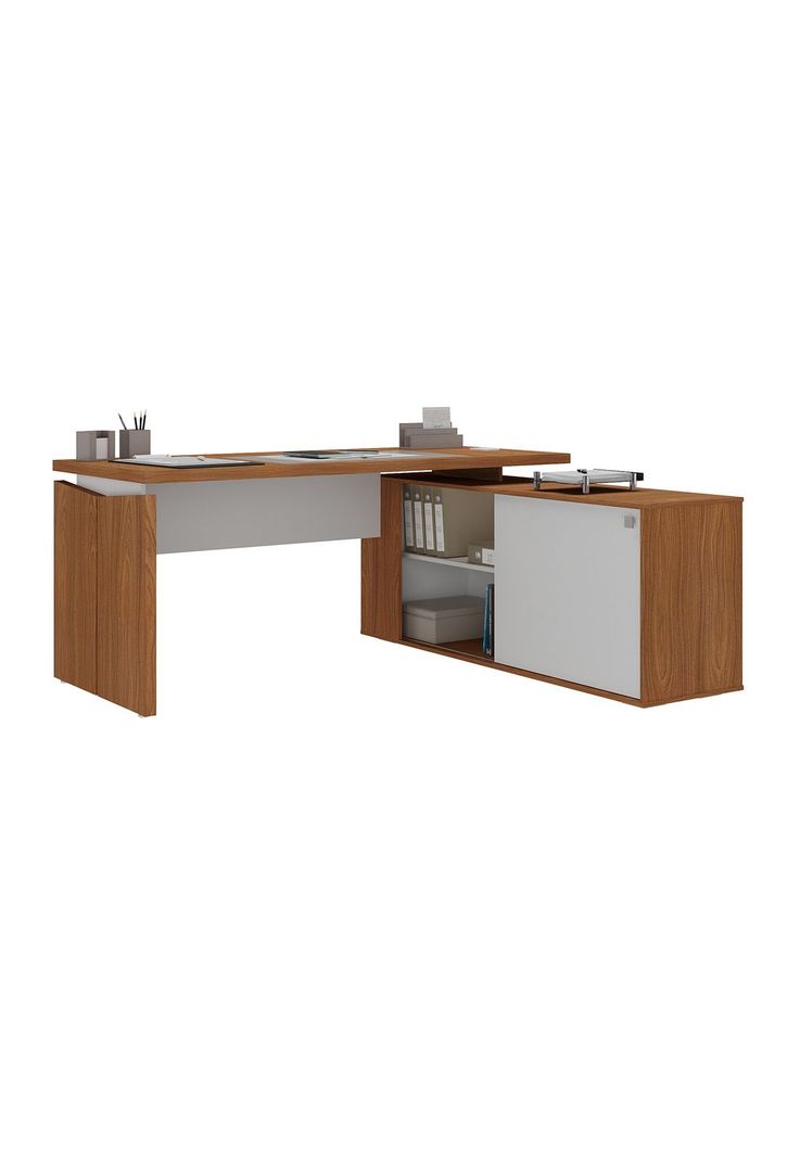 Escritorio Profesional Blanco con Café-0
