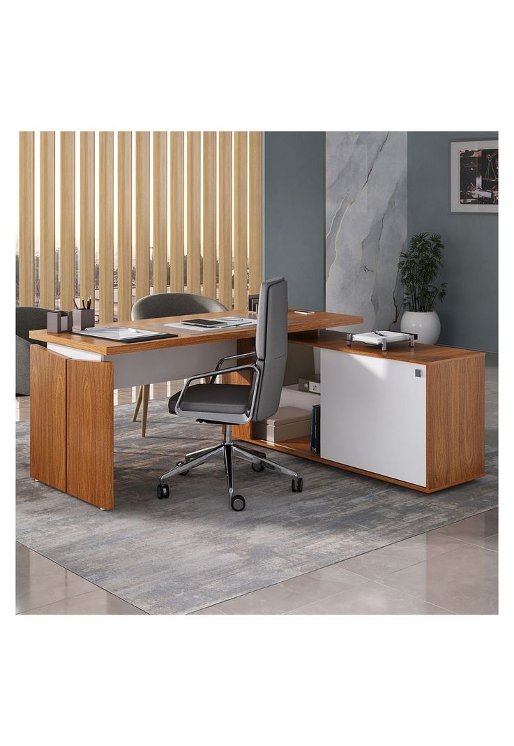 Escritorio Profesional Blanco con Café-3