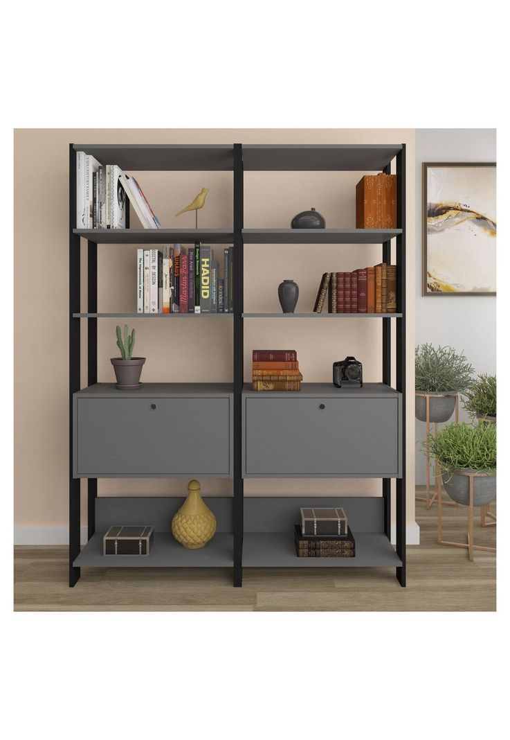 Estante Alfa Gris con Negro-5