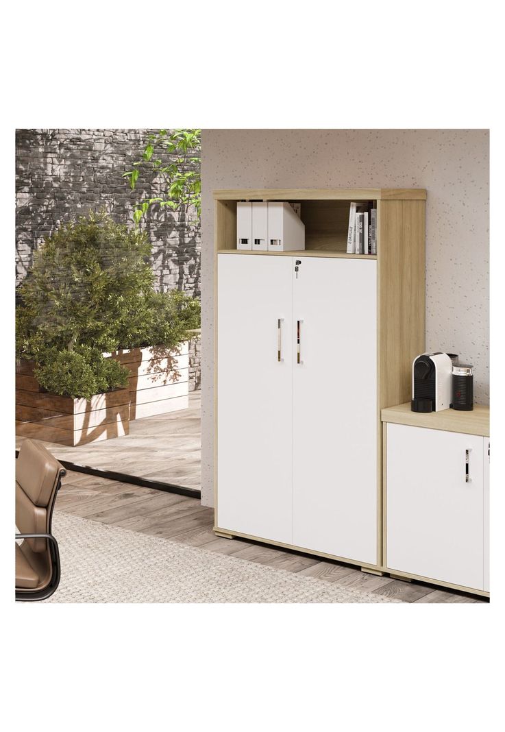 Estante Organizador Oficina Blanco con Café-1