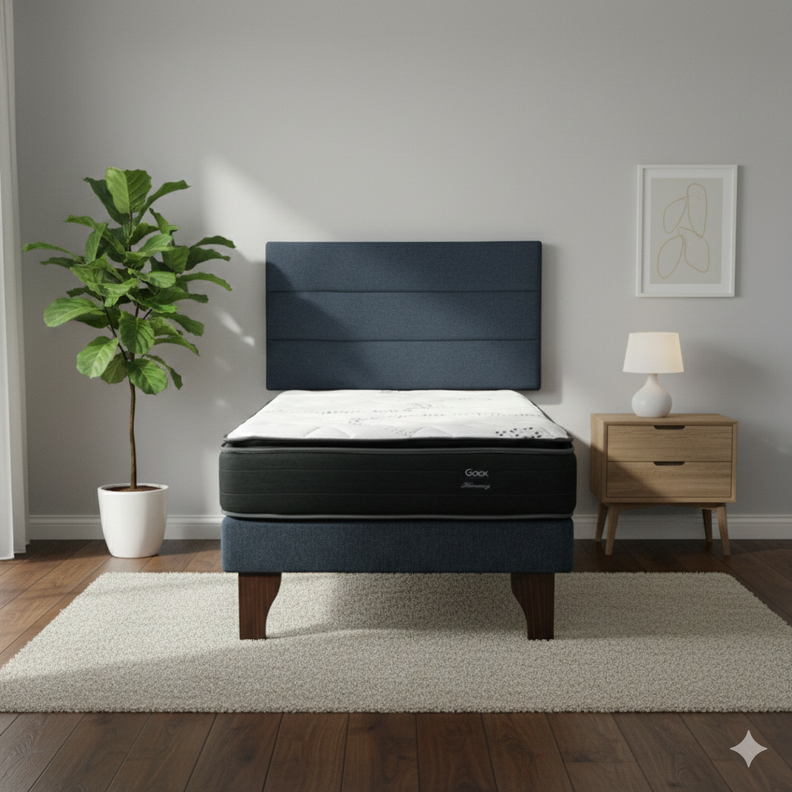 Cama Europea 1 Plaza 190 Plus Respaldo Atacama azul GAEX | Paris.cl