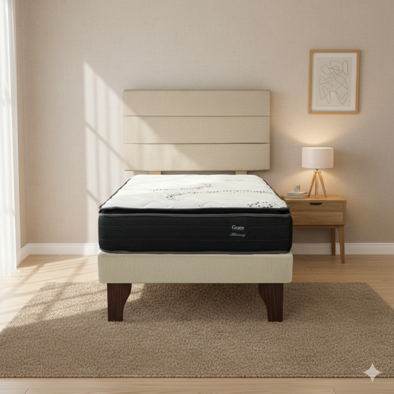 Cama Europea 1 5 Plaza 200 Plus Respaldo Atacama crudo