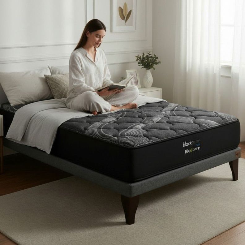 Cama 1 Plaza Box 8 cm L200 cm Colchon Black Prime Modelo Uno Con Pata 19 5cm Gris