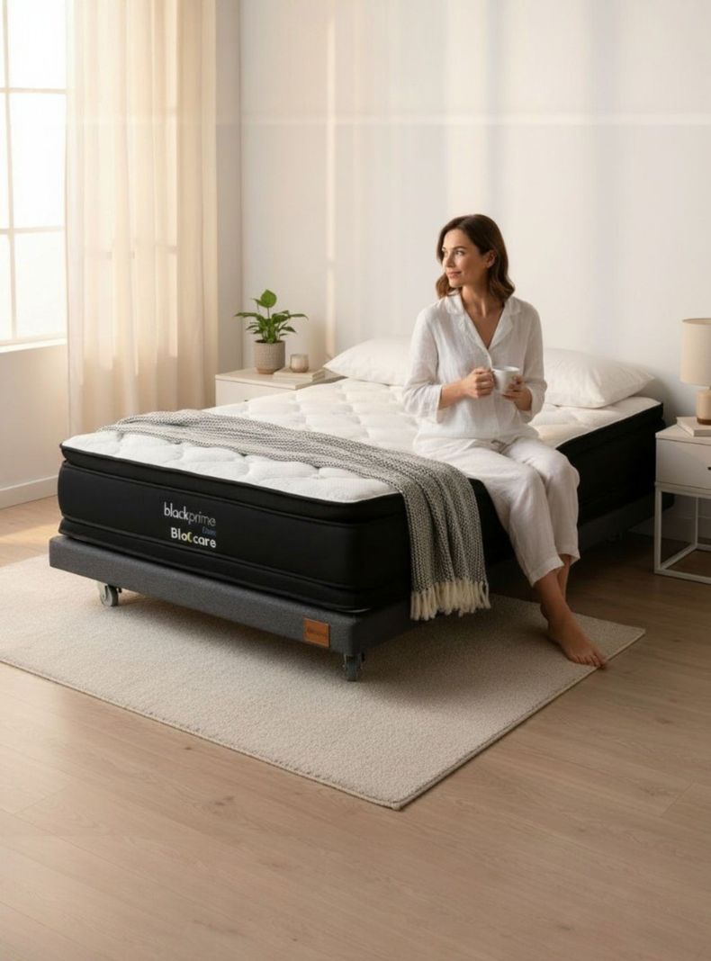 Cama 1 5 Plaza Box 8 cm L200 cm Colchon Black Prime Modelo Dos Con Rueda Logo Gris