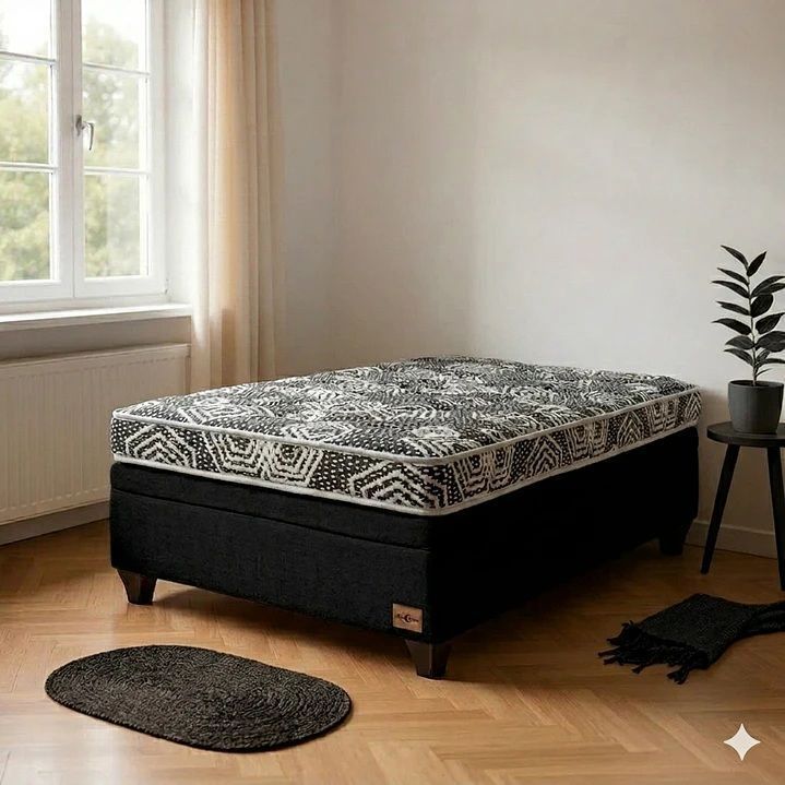 Cama Baul 1 Plaza L190 cm Colchon Ideal Patas De 11 Negro