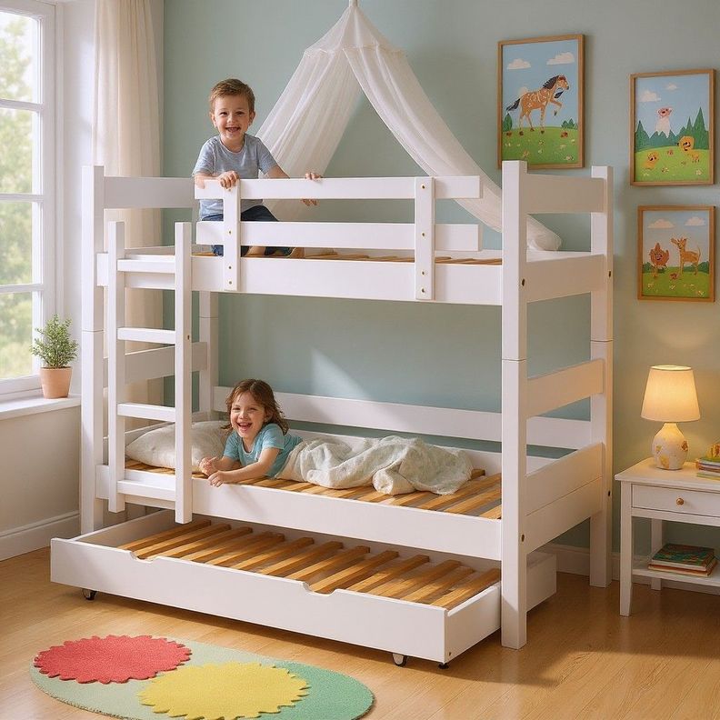 Camarote Desmontable Triple L200 cm 1 5 Plaza BLANCO