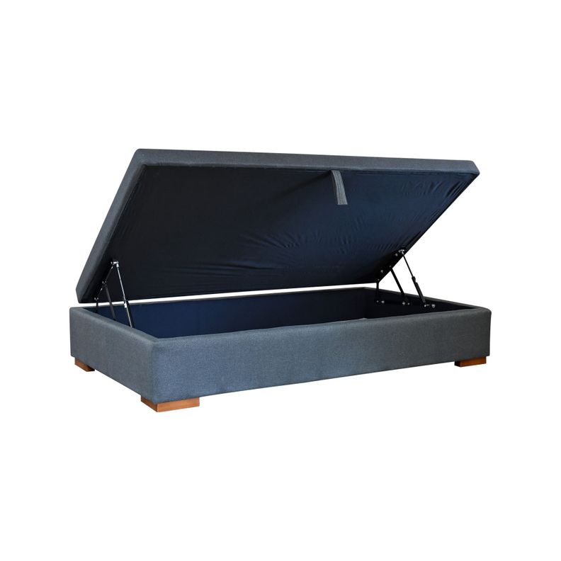 Base Cama Baul 1.5 Plaza Largo 190cm. Patas 4.5 cm con Refuerzo colchón V. Elástico-0