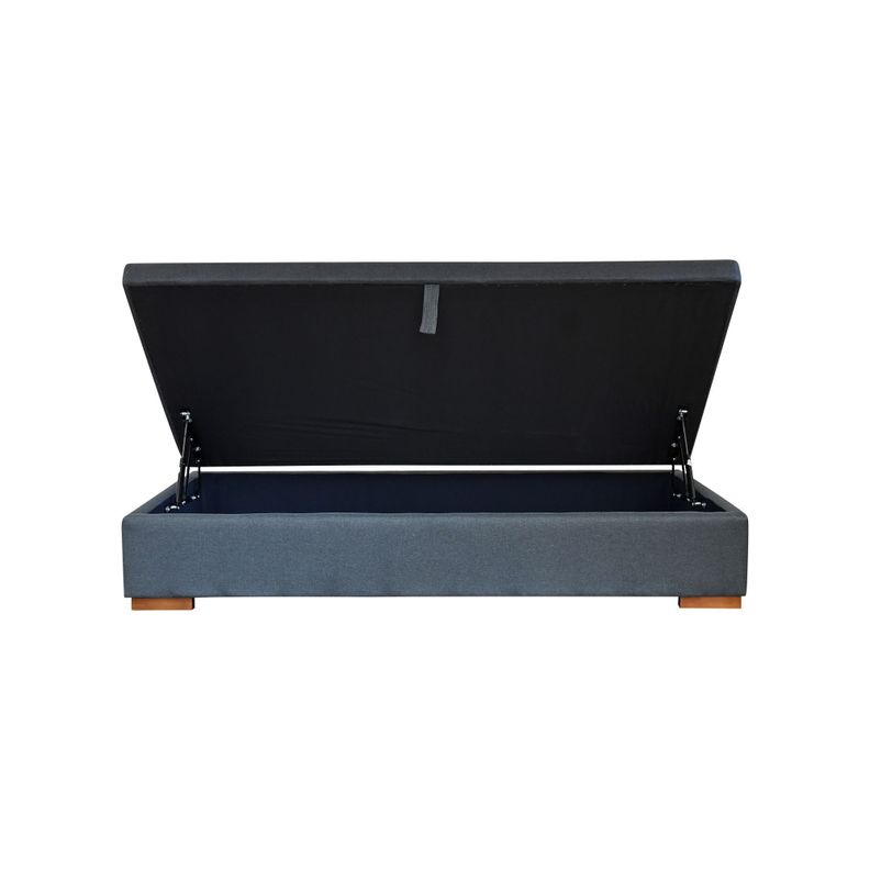 Base Cama Baul 1.5 Plaza Largo 190cm. Patas 4.5 cm con Refuerzo colchón V. Elástico-1
