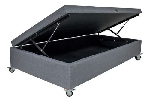 Base Baul 1.5 Plazas - Ruedas Deluxe Apta Para Aspiradora Gris 60x190
