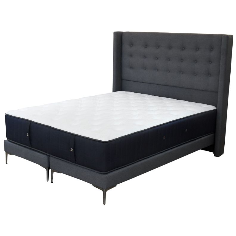 Cama Tradicional 2 Plazas + Colchon Premium CIC + Respaldo / Largo 190 cm / Patas De Metal 15 cm-0