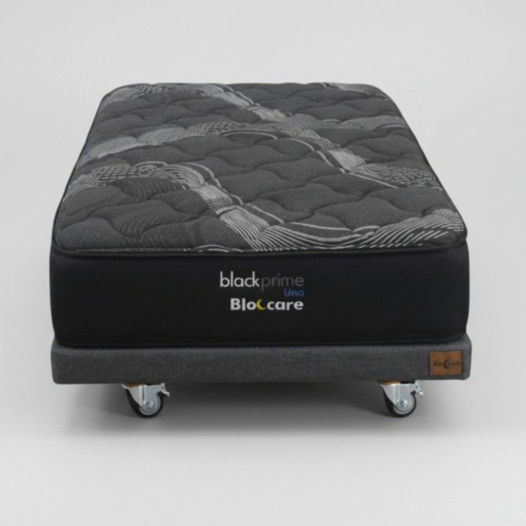 Cama 1 5 Plaza Box 8 cm L200 cm Colchon Black Prime Modelo Uno Con Rueda Deluxe Gris