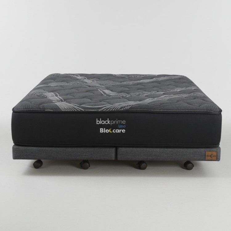 Cama Super King Box 8 cm L200 cm Colchon Black Prime Modelo Uno Con Rueda Divan Gris