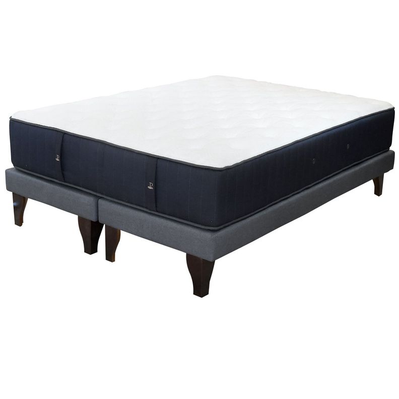 Cama Tradicional 2 Plazas + Colchon Premium CIC + Respaldo / Largo 190 cm / Patas De Madera 19.5 cm-1