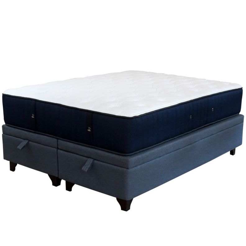 Cama Baul 2 Plazas + Colchon Premium CIC / Largo 200 cm Patas de Madera 11 cm (Gris)-0