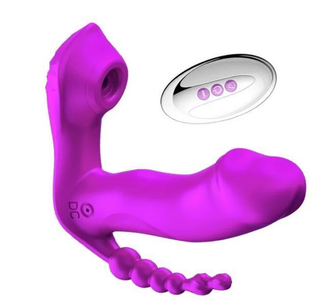 Vibrador succionador clitoris con estimulador anal-0