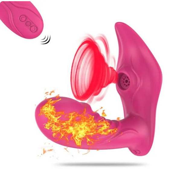 Vibrador y succionador clitoris calentador con control remoto-0