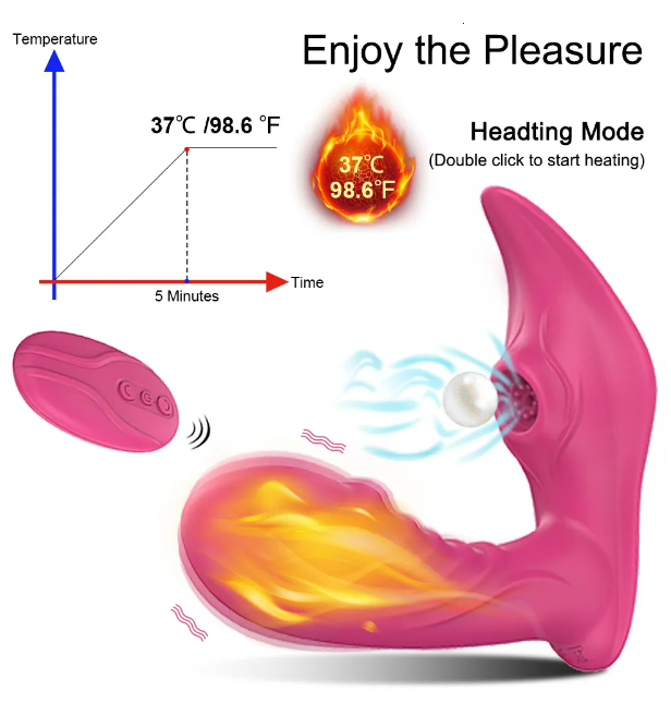Vibrador y succionador clitoris calentador con control remoto-1