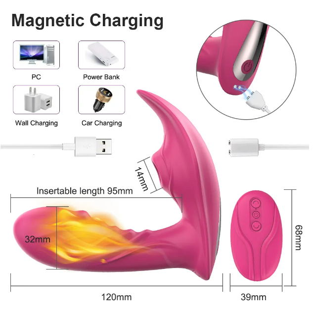 Vibrador y succionador clitoris calentador con control remoto-2