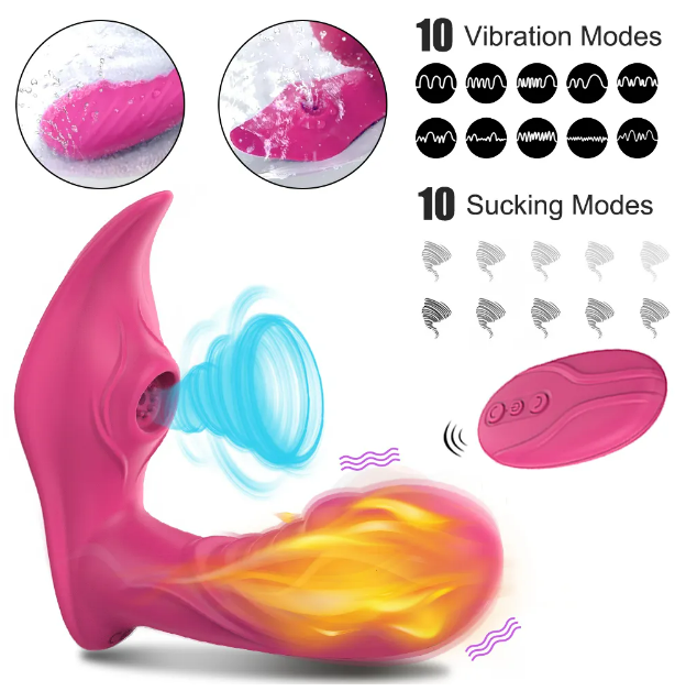 Vibrador y succionador clitoris calentador con control remoto-4