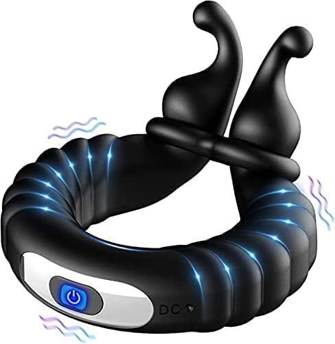 Anillo vibrador con estimulador clitoris ajustable recargable-0